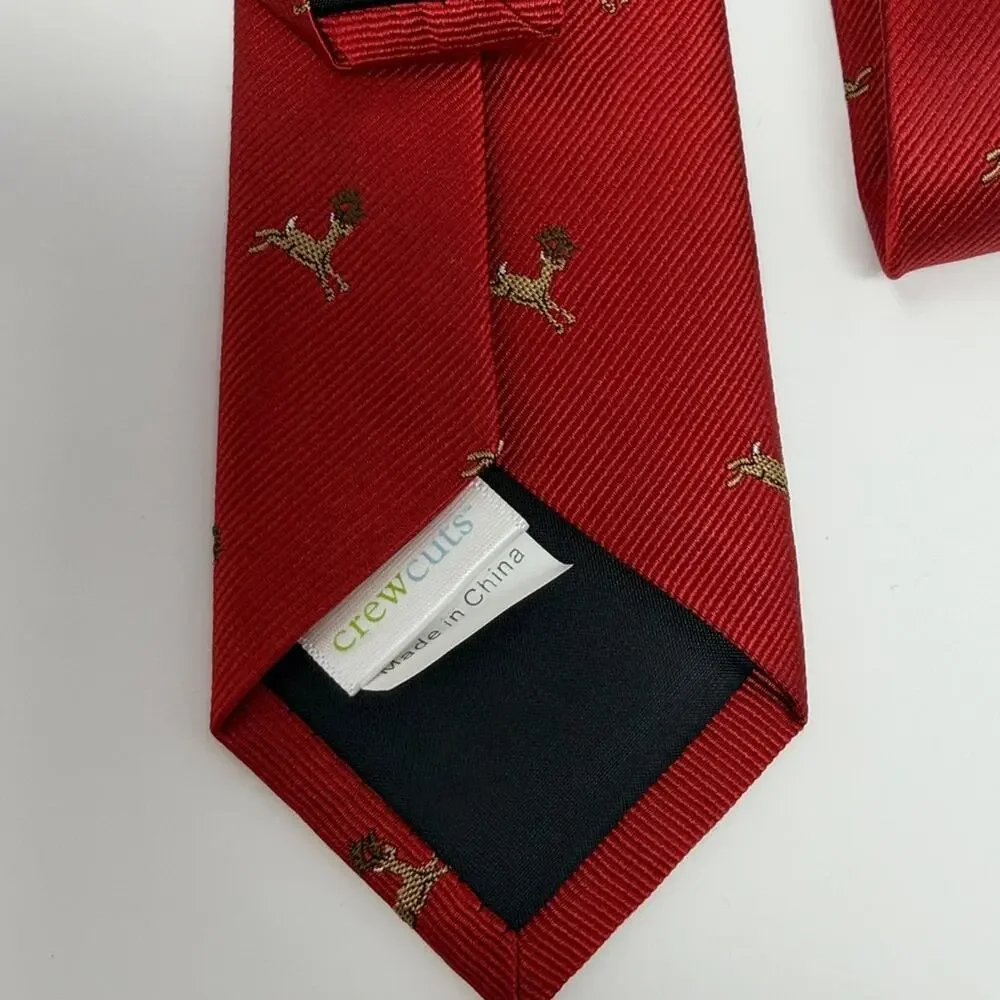 Crewcuts for Kids 100% Silk Christmas Reindeer Tie - Red